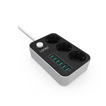 LDNIO Akm Korumal Priz 1,6mt Kablo l Anahtarl 6 x Usb arj Upsli Giri (3G 0,75mm)
