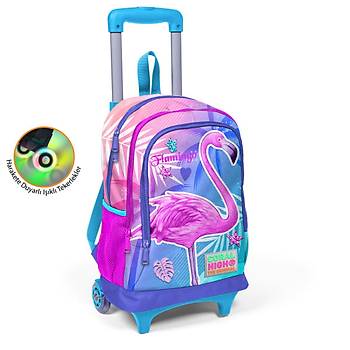 Coral High Kids Lavanta Pembe Flamingo Desenli  Blmeli IkI Tekerlekli ekekli Okul Srt antas 23905