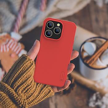 Nillkin Phone 14 Pro Max iin Nillkin Super Frosted Shield Pro klf - Krmz