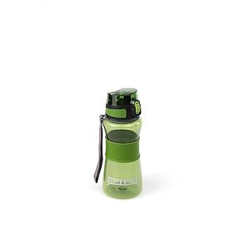 Bear&Deer Otomatik Kapak Silikon Kemer, Klipsli ve Detoks Filtreli effaf Koyu Yeil Plastik Matara 700 Ml - MT0029-02