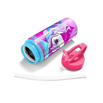 Coral High Unicorn Desenli Pipetli Alminyum Matara (600 ml) 22971