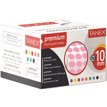 TANEX NOKTA ETKET 10 MM 5000 L PEMBE TEKL KUTU