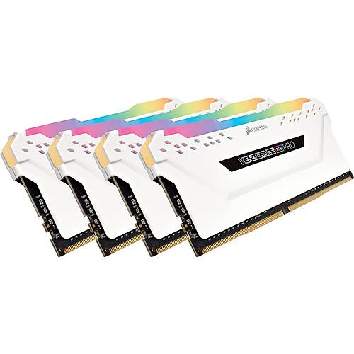 CORSAIR RAM CMW32GX4M4C3600C18W VENGEANCE RGB PRO 32GB (4 x 8GB) DDR4 DRAM 3600MHz C18 Memory Kit — White