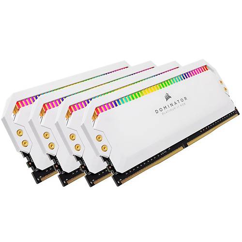 CORSAIR RAM DOMINATOR® PLATINUM RGB 32GB (4 x 8GB) DDR4 DRAM 3200MHz C16 Memory Kit — White
