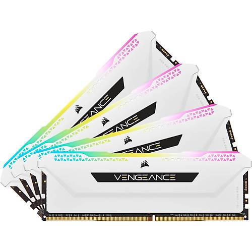 CORSAIR RAM CMH32GX4M4E3200C16W VENGEANCE RGB PRO SL 32GB (4 x 8GB) DDR4 DRAM 3200MHz C16 Memory Kit - White
