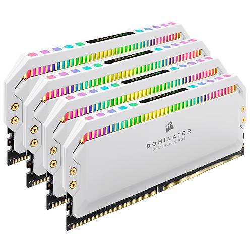 CORSAIR RAM DOMINATOR® PLATINUM RGB 64GB (4 x 16GB) DDR4 DRAM 3200MHz C16 Memory Kit — White