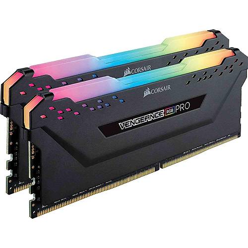 CORSAIR RAM CMW64GX4M2E3200C16 VENGEANCE RGB PRO 64GB (2 x 32GB) DDR4 DRAM 3200MHz C16 Memory Kit — Black