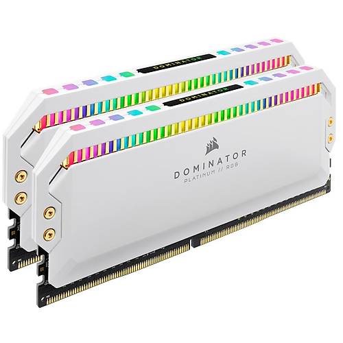 CORSAIR RAM DOMINATOR® PLATINUM RGB 32GB (2 x 16GB) DDR4 DRAM 3200MHz C16 Memory Kit — White