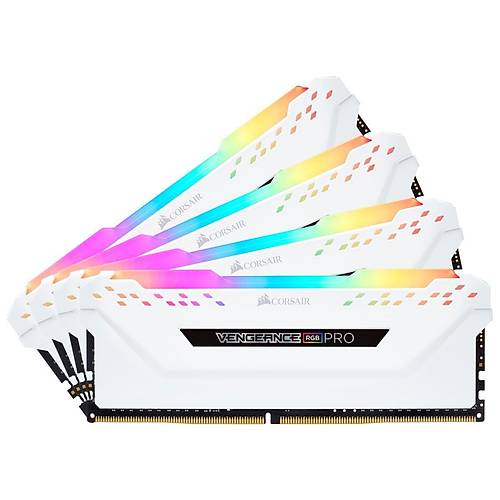CORSAIR RAM CMW64GX4M4C3200C16W VENGEANCE RGB PRO 64GB (4 x 16GB) DDR4 DRAM 3200MHz C16 Memory Kit — White