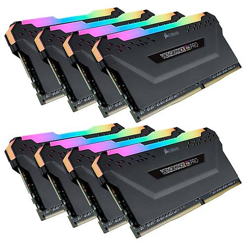 CORSAIR RAM CMW128GX4M8C3200C16 VENGEANCE RGB PRO 128GB (8 x 16GB) DDR4 DRAM 3200MHz C16 Memory Kit — Black
