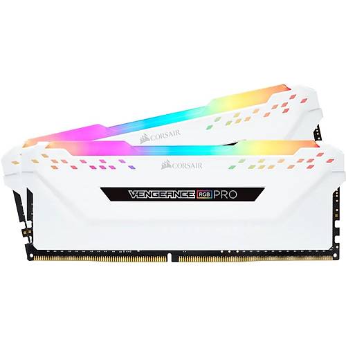 CORSAIR RAM CMW32GX4M2E3200C16W VENGEANCE RGB PRO 32GB (2 x 16GB) DDR4 DRAM 3200MHz C16 Memory Kit — White