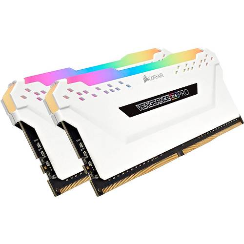 CORSAIR RAM CMW32GX4M2E3200C16W VENGEANCE RGB PRO 32GB (2 x 16GB) DDR4 DRAM 3200MHz C16 Memory Kit — White