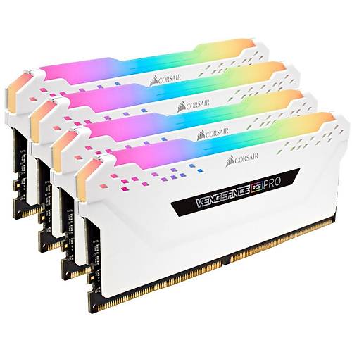 CORSAIR RAM CMW64GX4M4C3200C16W VENGEANCE RGB PRO 64GB (4 x 16GB) DDR4 DRAM 3200MHz C16 Memory Kit — White