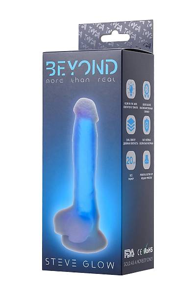 Beyond by Toyfa Yapay penis, karanl�kta parlayan, Steve Glow, Silikon, Transparan, 20 cm