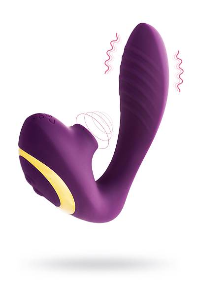 L'ERONA by TOYFA Mave ift stimlasyonlu masaj aleti, silikon, mor, 14 cm