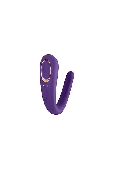 Satisfyer Double Classic �ok i�levli �ift stim�lat�r� , silikon, mor, 18,5 cm.