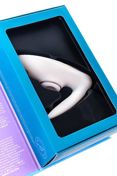 Satisfyer Pro 4 Couples i�in �iftler stim�lat�r�, temass�z vakum dalgas�, silikon, beyaz, 19,5 cm