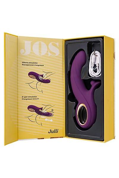 JOS Julli Yukar ve Aa levlerine Sahip Titreimli Silindir, Silikon, Mor Vibratr, 20,5 cm