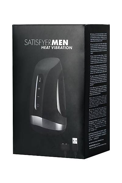 Satisfyer Men Heat Vibratiion Masturbator Ger�ek�i Olmayan, Silikon, Siyah, 15 cm