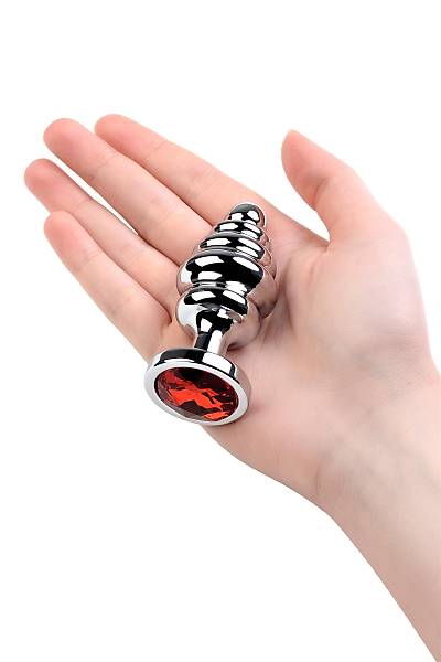 Metal by TOYFA anal klf, Metal, gm, krmz kristalli, 8 cm,  3,5 cm, 95 g
