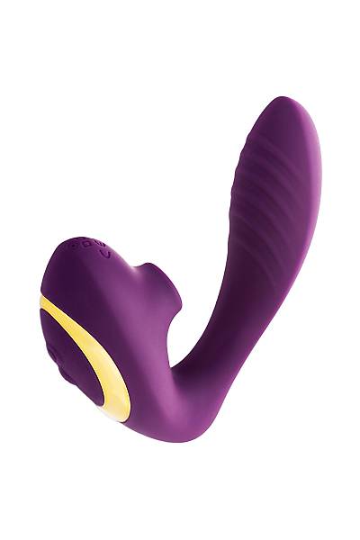 L'ERONA by TOYFA Mave ift stimlasyonlu masaj aleti, silikon, mor, 14 cm