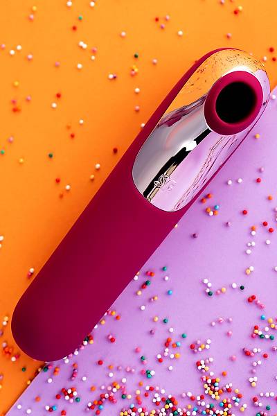 Satisfyer Dual Love Pink Vakum Dalgas� Temass�z Klitoral Stim�lat�r , Silikon, K�rm�z�, 16 cm.