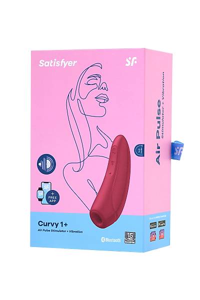 Satisfyer Curvy 1 Connect App vakum dalgas� temass�z klitoris stim�lat�r�, silikon, k�rm�z�, 14,3 cm