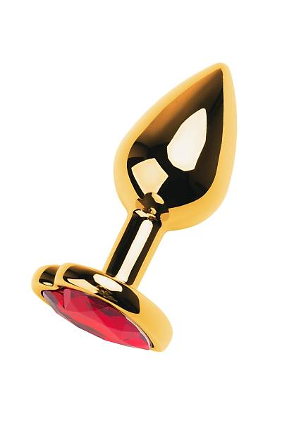 Metal by TOYFA anal k�l�f, Metal, alt�n, k�rm�z� kristalli, 7 cm, � 2,7 cm, 50 g