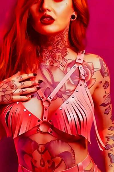 Deri Fantezi Seksi Kost�mK�rm�z� Body Harness