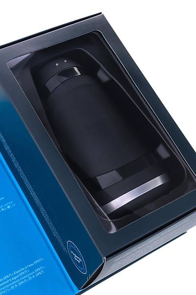 Satisfyer Men Heat Vibratiion Masturbator Ger�ek�i Olmayan, Silikon, Siyah, 15 cm