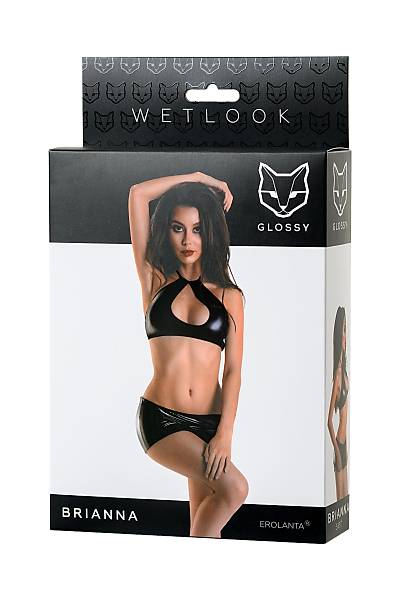 Glossy Parlak Brianna seti Wetlook malzemeden, siyah, XL