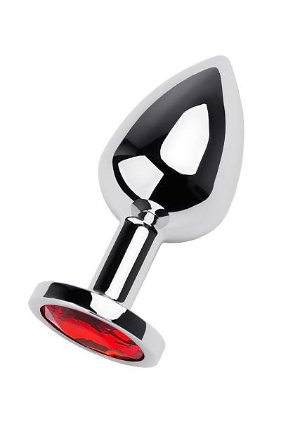 Metal by TOYFA anal k�l�f, Metal, g�m��, k�rm�z� kristalli, 8 cm, � 3,4 cm, 85 g