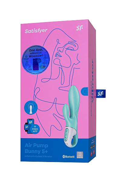 Satisfyer Air Pump Banny 5 Ger�ek�i olmayan  Vibrat�r�, Silikon, ye�il, 15 cm.