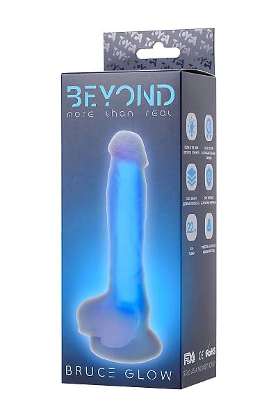Beyond by Toyfa Yapay penis, karanl�kta parlayan, Bruce Glow, Silikon, Transparan, 22 cm