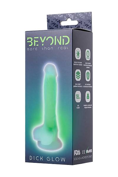 Beyond by Toyfa Yapay penis, karanl�kta parlayan, Dick Glow, Silikon, Transparan, 18 cm