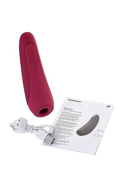 Satisfyer Curvy 1 Connect App vakum dalgas� temass�z klitoris stim�lat�r�, silikon, k�rm�z�, 14,3 cm
