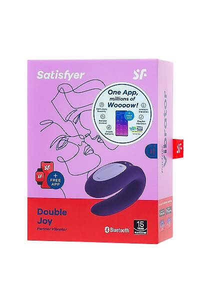 Satisfyer Double Joy Connect App Violet �iftler i�in �ok i�levli stim�lat�r, silikon, mor, 18 cm