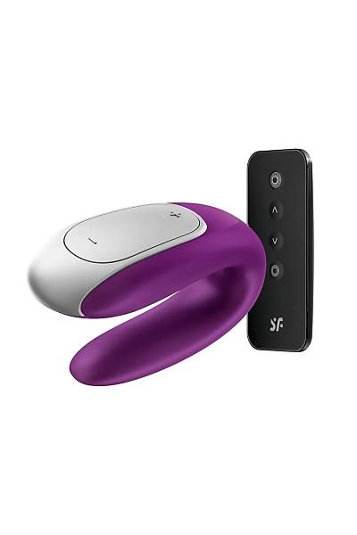 Satisfyer Double Fun Connect App Violet iftler iin ok ilevli stimlatr , silikon, mor, 18 cm