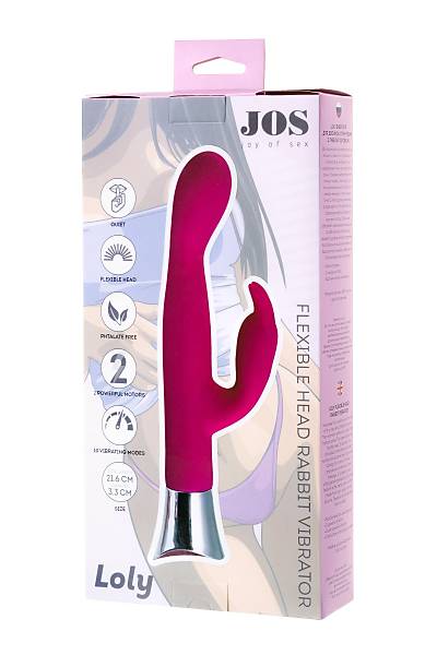 JOS LOLY Klitoral uyar�c� vibrat�r, esnek ba�l�, silikon, pembe, 21,6 cm