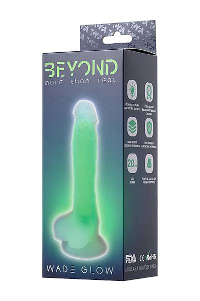 Beyond by Toyfa Yapay penis, karanlkta parlayan, Wade Glow, Silikon, Transparan, 20 cm