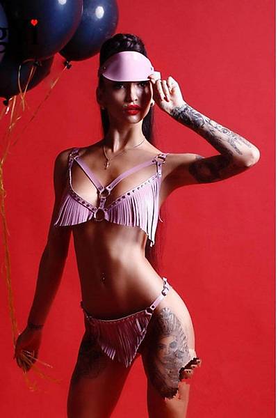 Fatnezi Deri Etek S�tyen Tak�m Pembe Body Harness