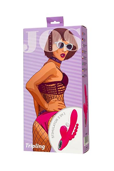 JOS TRIPLING  3'� 1 Arada Vibrat�r, Silikon, Pembe, 21 cm