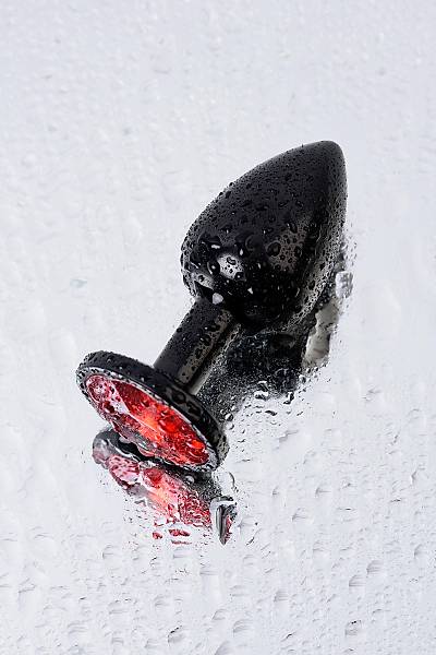 Metal by TOYFA Anal klf, Metal, siyah, krmz kristalli, 7,2 cm, 2,8 cm, 50 g