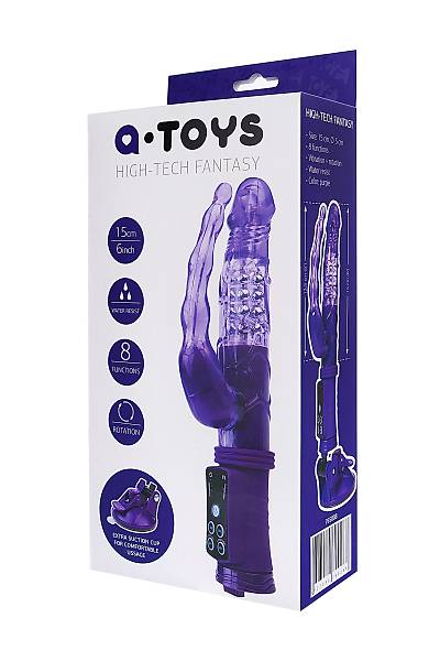 A-Toys by TOYFA  Anal-vajinal vibratr Vantuzlu A oyuncaklar, mor, 22 cm