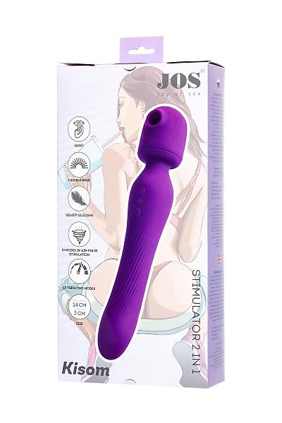 JOS 2'si 1 arada Kisom Stim�lat�r�, Silikon, Mor, 24 cm