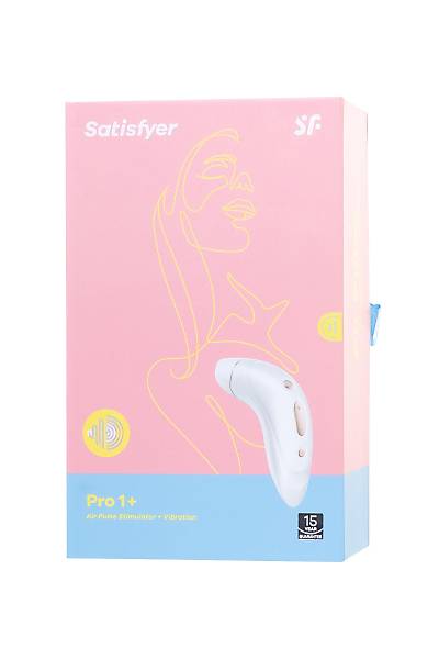 Satisfyer Pro Plus Klitoral stimlatr  Titreim, Silikon + ABS plastik, beyaz, 19 cm.