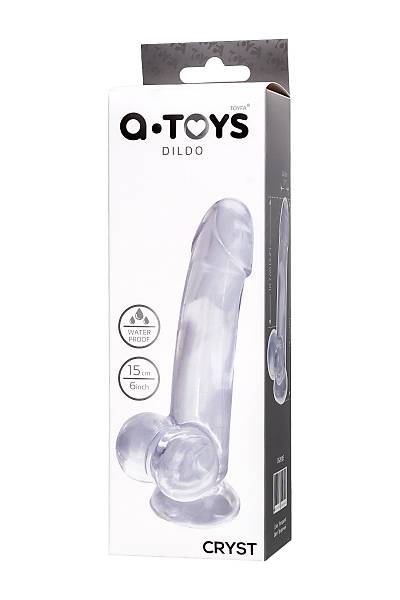 A-Toys by TOYFA Ger�ek�i Cryst yapay penis, TPE, transparan, 15 cm