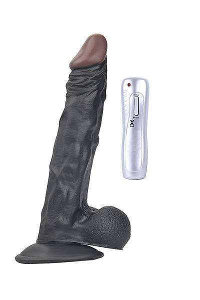 Ultra L�ks Titre�imli Damarl� Ve Vantuzlu Siyah Dildo Penis 25cm