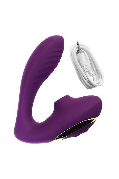 L'ERONA by TOYFA Mave ift stimlasyonlu masaj aleti, silikon, mor, 14 cm