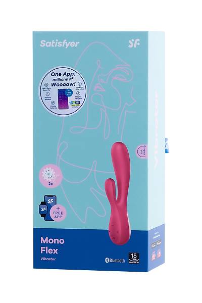 Satisfyer Mono Flex Connect App Red Ger�ek�i olmayan vibrat�r, silikon, k�rm�z�, 20,4 cm.